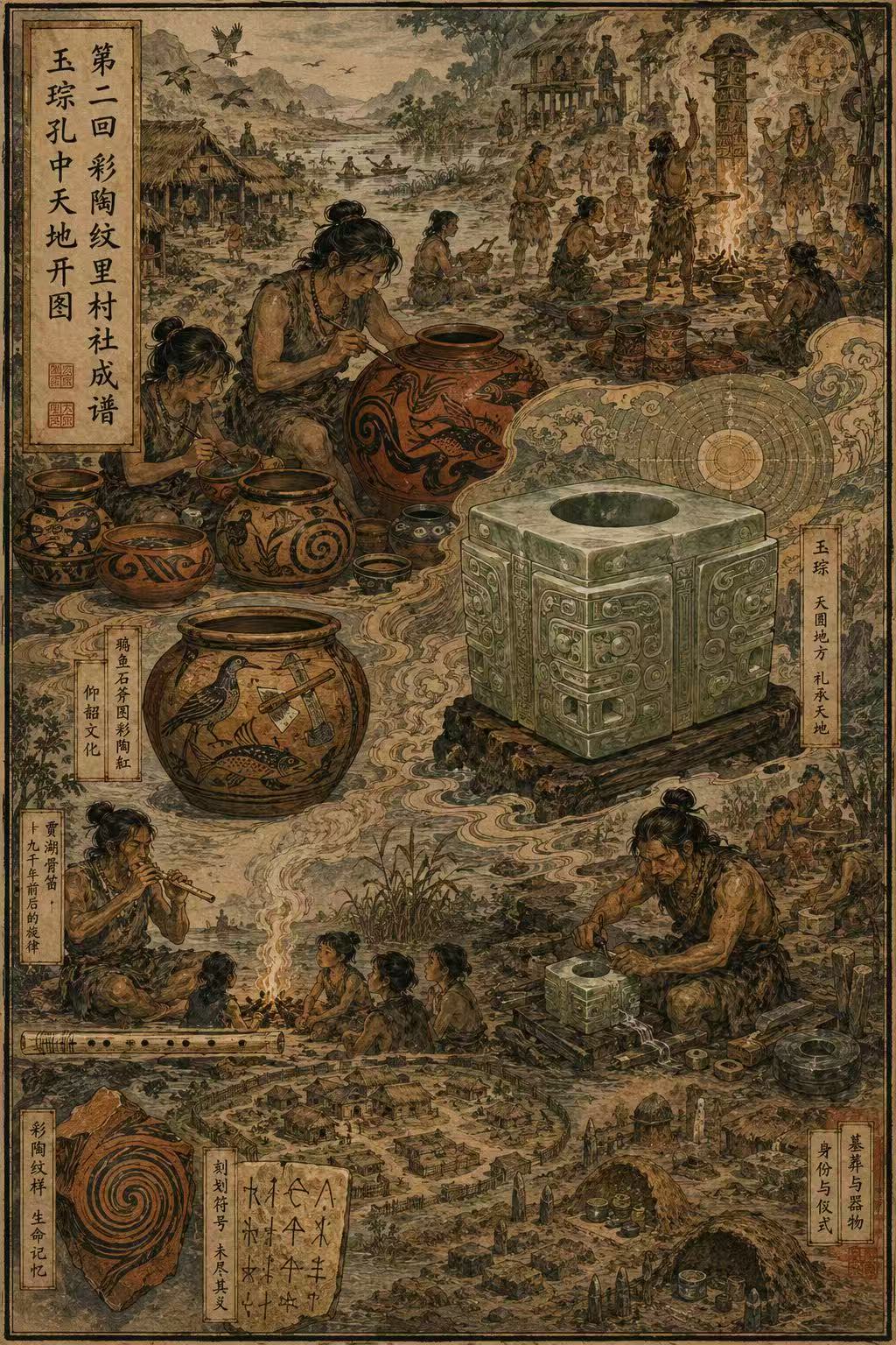 第一回 洞壁留影群兽奔夜 石器刻痕先民记天 主题插图