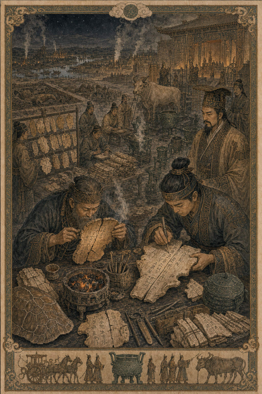 第四回 灼龟甲殷王问天 裂兽骨贞人立档 主题插图