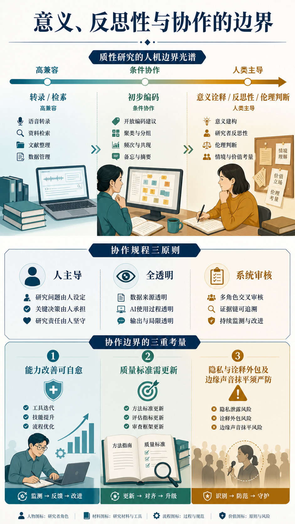 意义、反思性与协作的边界:人工智能与质性研究 信息图